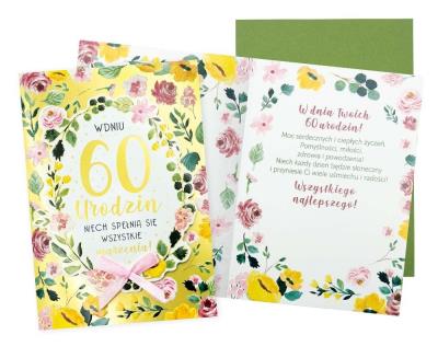 Opakowanie Karnet B6 Urodziny 60 (kwiaty)