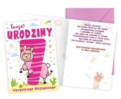 Opakowanie Karnet B6 Urodziny 7 lama