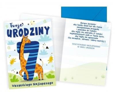 Opakowanie Karnet B6 Urodziny 7 żyrafa