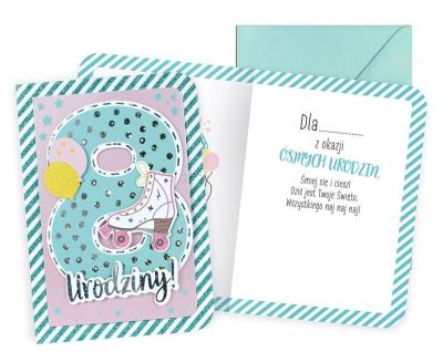 Opakowanie Karnet B6 Urodziny 8 dziewczynka