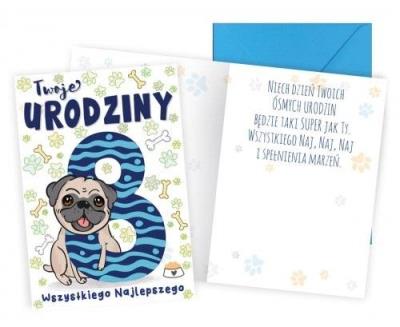 Opakowanie Karnet B6 Urodziny 8 piesek