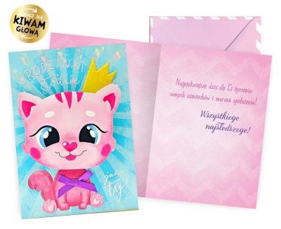 Opakowanie Karnet B6 Urodziny kotek