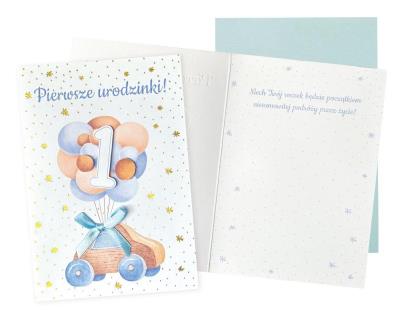 Opakowanie Karnet B6 Urodziny Roczek (autko)