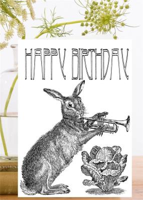 Opakowanie Karnet B6 z kopertą Urodziny Grający zając