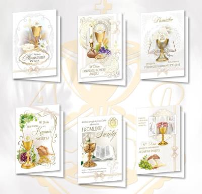 Opakowanie Karnet B6 z naklejkami hologr. Komunia MIX (10szt)