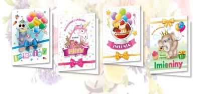 Opakowanie Karnet B6 z naklejkami Imieniny dzieci MIX (10szt)