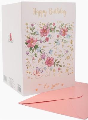 Opakowanie Karnet B6 ZZG-190505 złocony Urodziny Kwiatki