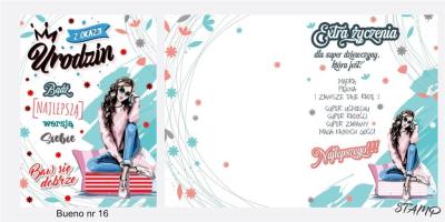 Opakowanie Karnet Bueno B6 + koperta wzór nr 16 Urodziny