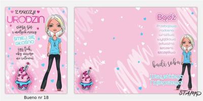 Opakowanie Karnet Bueno B6 + koperta wzór nr 18 Urodziny