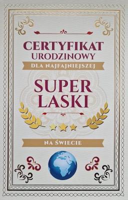 Opakowanie Karnet Certyfikat Urodzinowy Super Laski