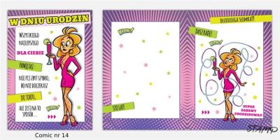 Opakowanie Karnet Comic B6 + koperta wzór nr 14 Urodziny