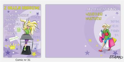 Opakowanie Karnet Comic B6 + koperta wzór nr 31 Urodziny