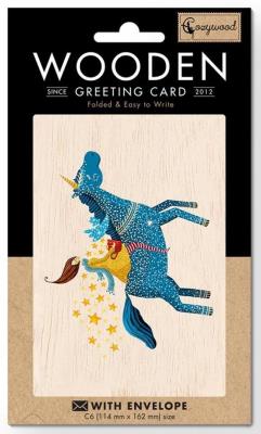 Opakowanie Karnet drewniany C6 + koperta Jednorożec