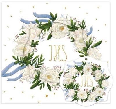 Opakowanie Karnet KW Komunia. IHS z wianuszkiem