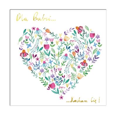 Opakowanie Karnet KW Serce kwiatowe Babcia