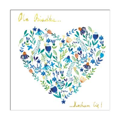 Opakowanie Karnet KW Serce kwiatowe Dziadek