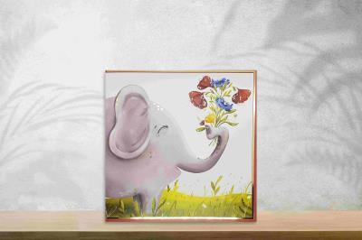 Opakowanie Karnet KW Słoń z bukietem