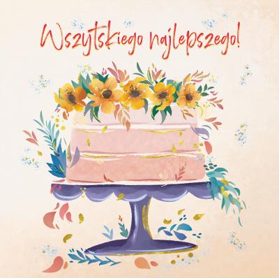 Opakowanie Karnet KW Tort kwiaty