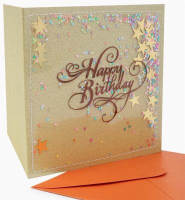 Opakowanie Karnet kwadrat NMH-005 konfetti Urodziny złote