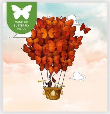 Karnet kwadrat z latającym motylkiem Ślub balon. Wydawca: Cozywood. SmakLiter.pl Opakowanie Karnet kwadrat z latającym motylkiem Ślub balon