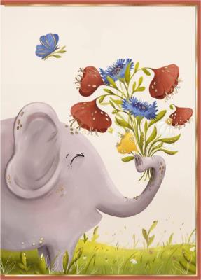 Opakowanie Karnet mini B8 Słoń z bukietem