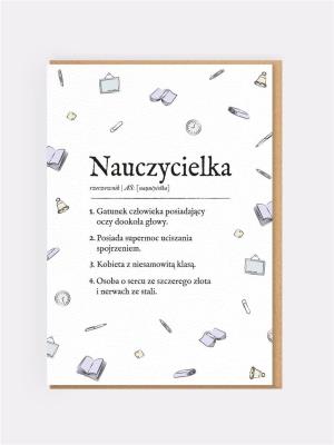 Karnet okolicznościowy Nauczycielka. Wydawca: Nadwyraz. SmakLiter.pl Opakowanie Karnet okolicznościowy Nauczycielka