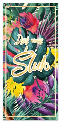 Opakowanie Karnet Pamiątka DL ślub liście tropikalne