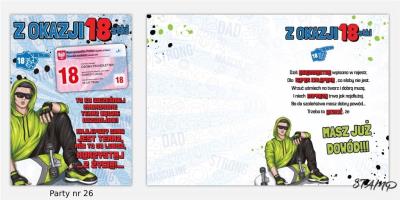 Opakowanie Karnet Party B6 + koperta wzór nr 26 Urodziny 18