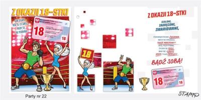 Opakowanie Karnet Party naklejany B6+koperta Urodziny 18 wz22