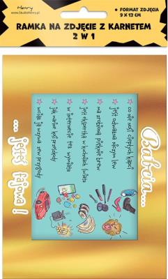 Karnet ramka Babcia Fajna. Wydawca: Fundacja Literatury imienia Henryka Berezy. SmakLiter.pl Opakowanie Karnet ramka Babcia Fajna