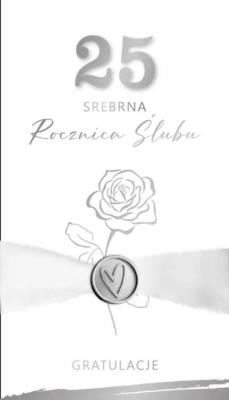 Opakowanie Karnet Rocznica Ślubu 25 - srebrna