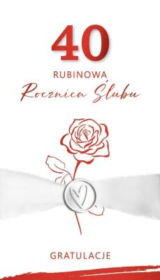 Opakowanie Karnet Rocznica Ślubu 40 - rubinowa