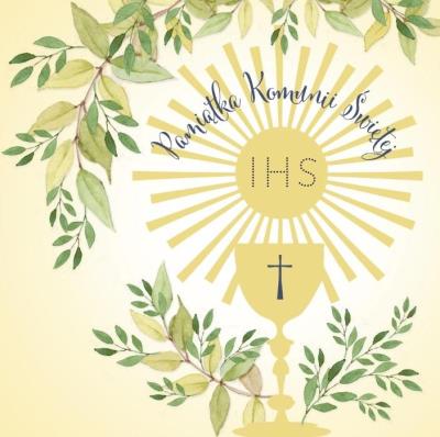 Opakowanie Karnet Swarovski kwadrat CL105 Komunia IHS Kielich