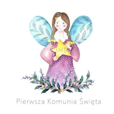 Opakowanie Karnet Swarovski kwadrat CL107 Komunia Dziewczynka