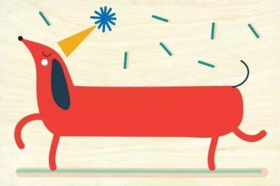 Opakowanie Karnet - Urodzinowy jamnik