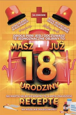 Opakowanie Karnet Urodzinowy z receptą 18