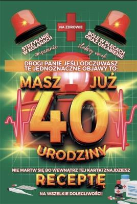 Opakowanie Karnet Urodzinowy z receptą 40