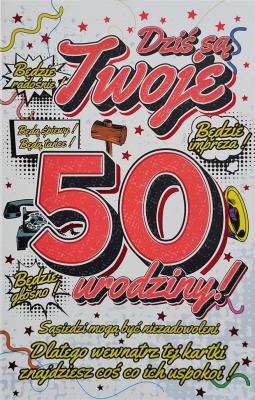 Opakowanie Karnet Urodzinowy z zawieszką 50