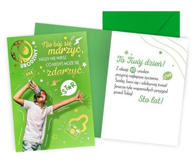 Opakowanie Karnet Urodziny 10 chłopiec