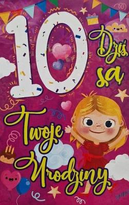Opakowanie Karnet Urodziny 10 dziewczynka