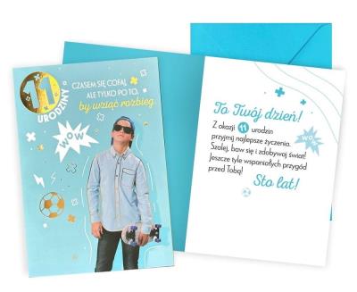 Opakowanie Karnet Urodziny 11 chłopiec