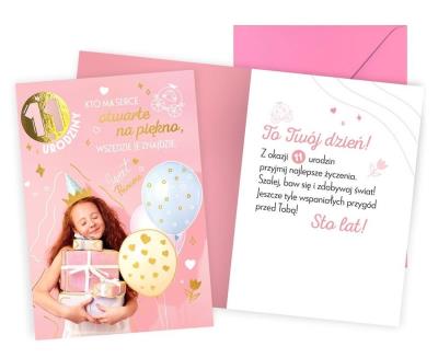 Opakowanie Karnet Urodziny 11 dziewczynka