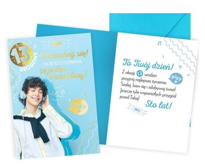 Opakowanie Karnet Urodziny 13 chłopiec