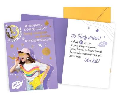 Opakowanie Karnet Urodziny 13 dziewczynka