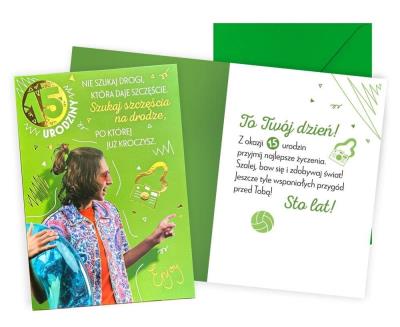 Opakowanie Karnet Urodziny 15 chłopak