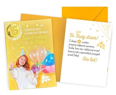 Opakowanie Karnet Urodziny 15 dziewczyna