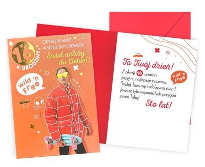 Opakowanie Karnet Urodziny 16 chłopak