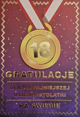 Opakowanie Karnet Urodziny 18 medal damskie