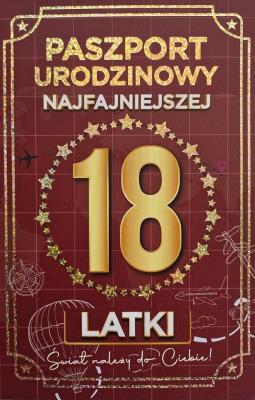 Opakowanie Karnet Urodziny 18 Nowy paszport damskie