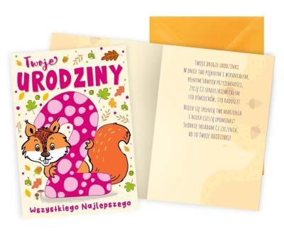 Opakowanie Karnet Urodziny 2 wiewiórka